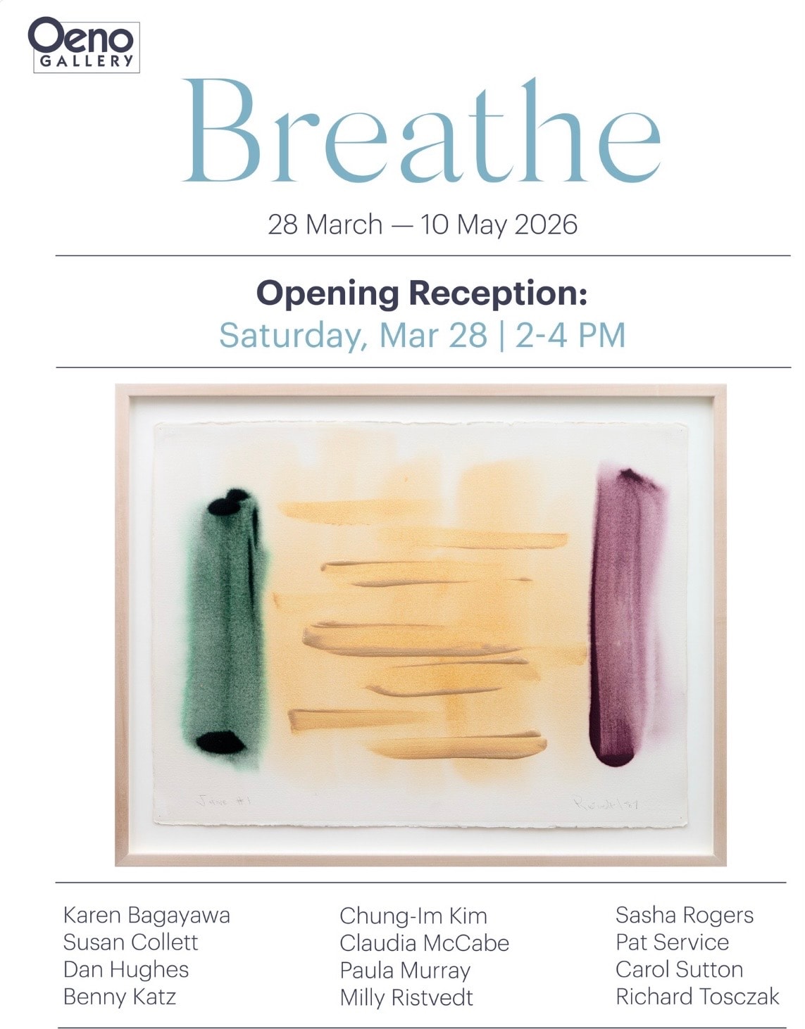 Breathe — group exhibition at Oeno Gallery, 28 March – 10 May 2026