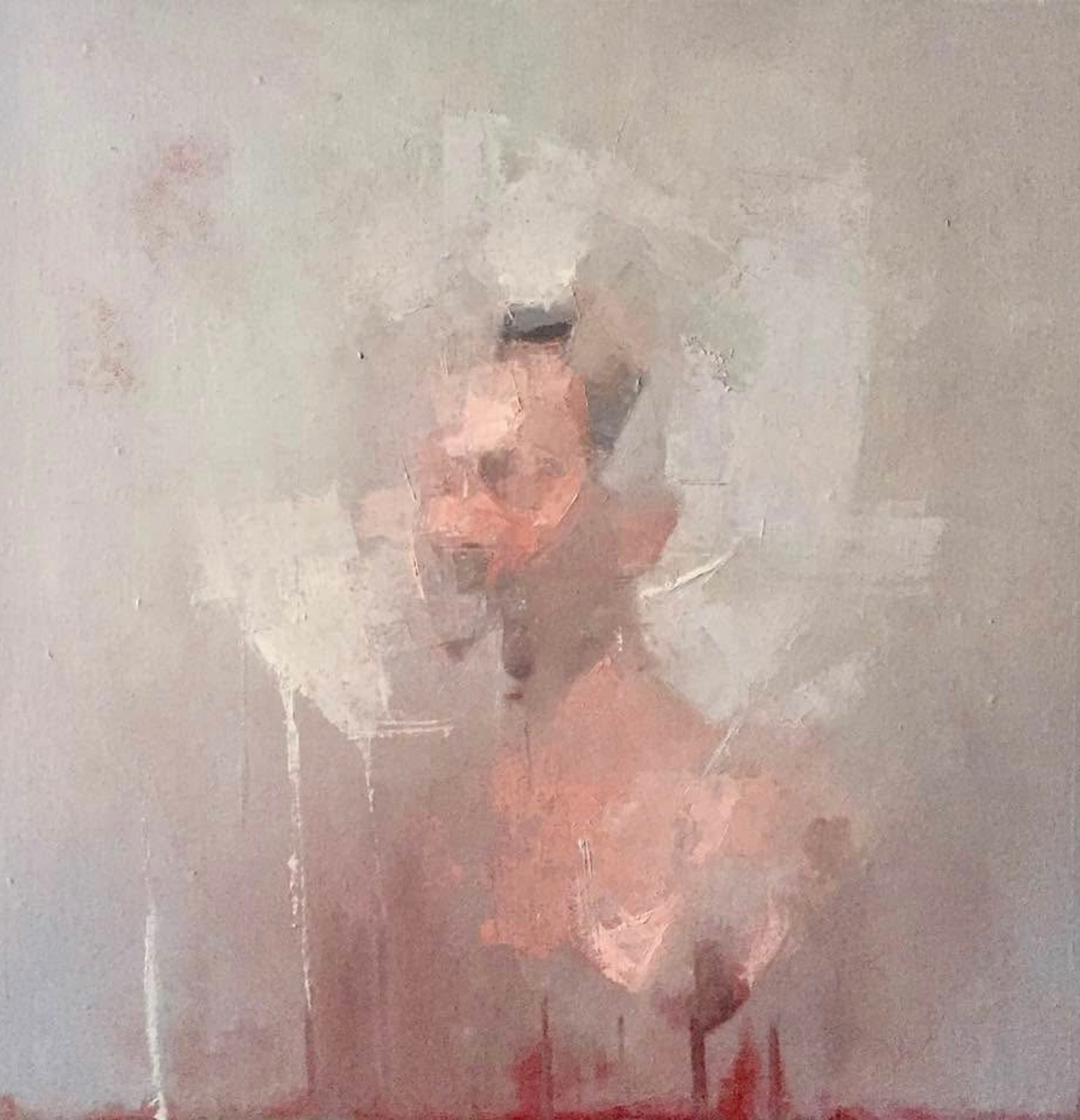 Portrait — figure emerging from white ground, oil on canvas