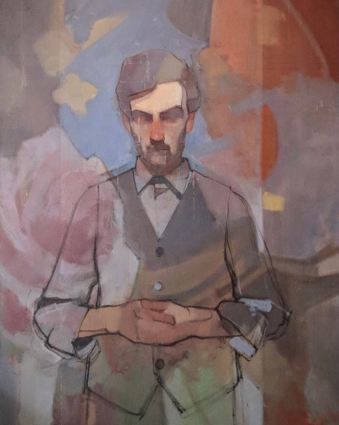 Figure in formal attire, oil on canvas