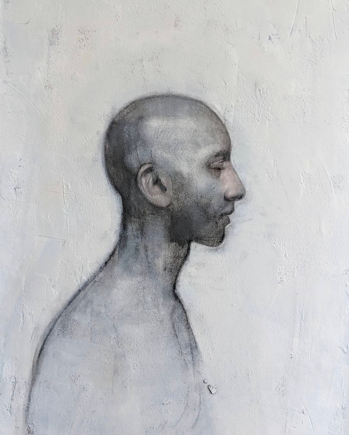 Portrait — profile, charcoal and chalk