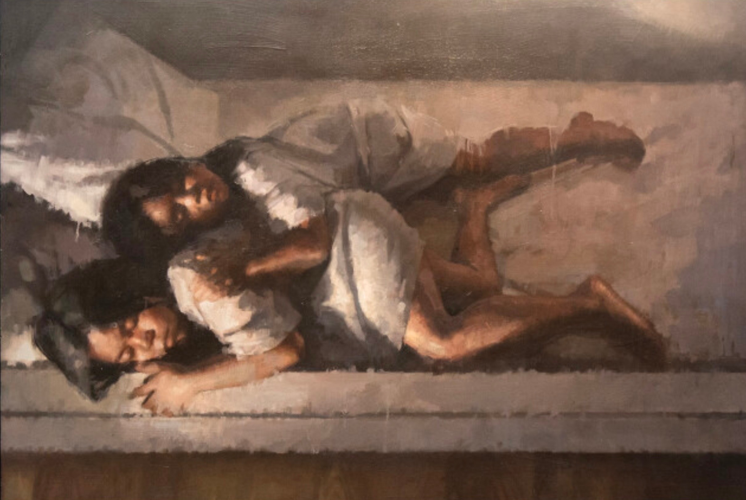 Two reclining figures, oil on canvas