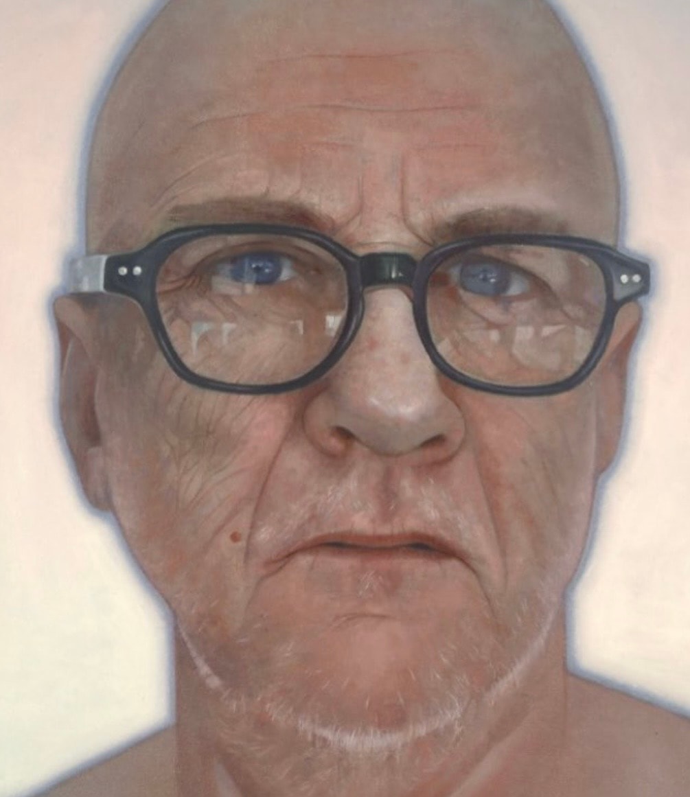 Elder portrait with glasses, oil on canvas