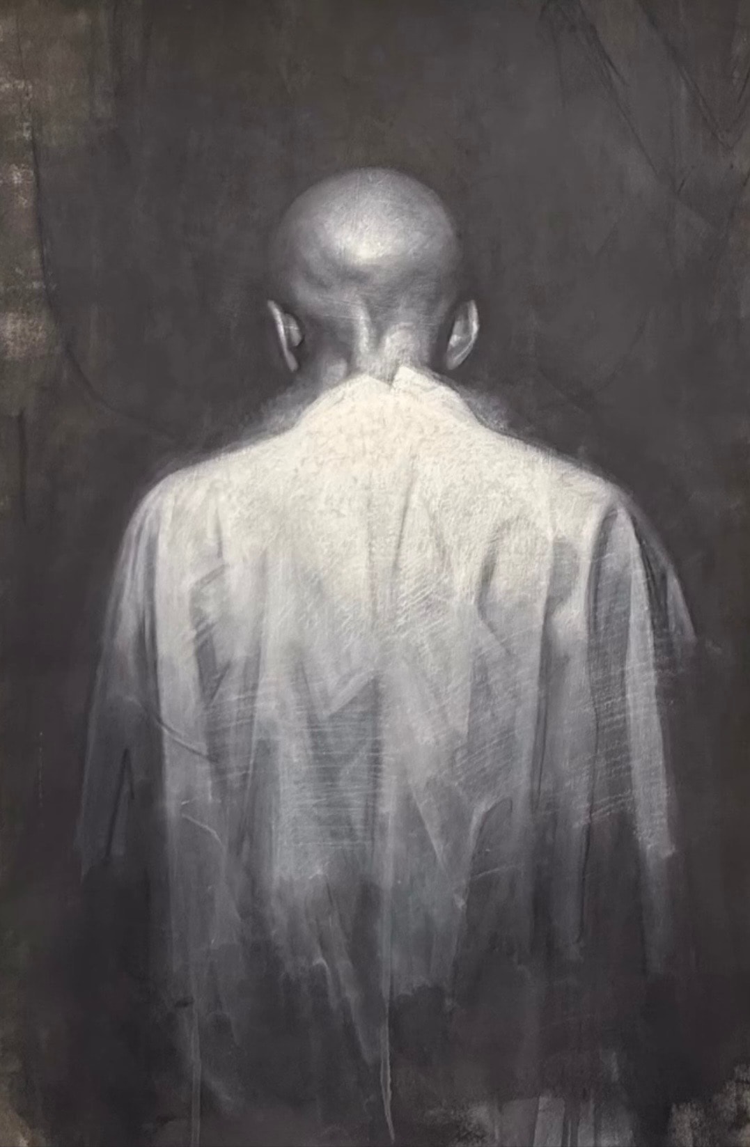 Figure — back view, grisaille