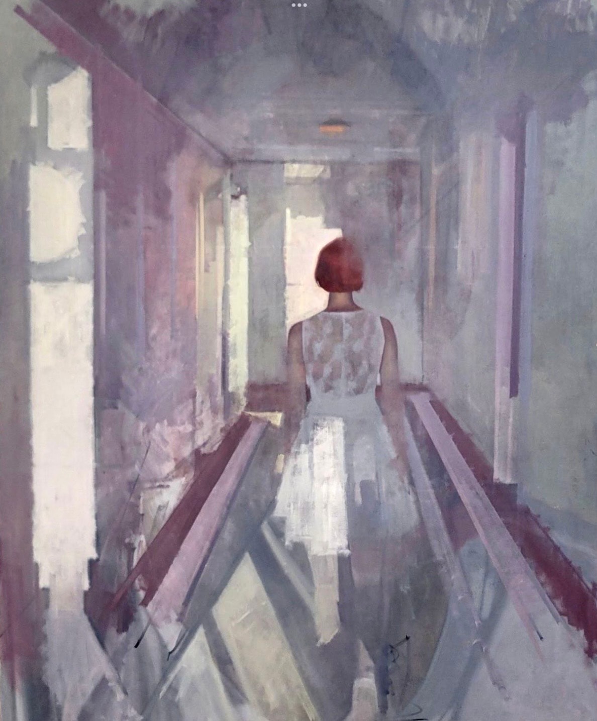 Figure — hallway, oil on canvas